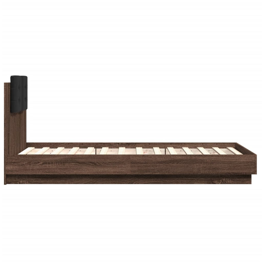 Bedframe Met Hoofdbord Bewerkt Hout Bruineikenkleurig 75X190 Cm
