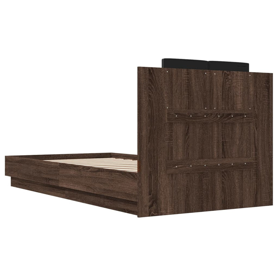 Bedframe Met Hoofdbord Bewerkt Hout Bruineikenkleurig 75X190 Cm