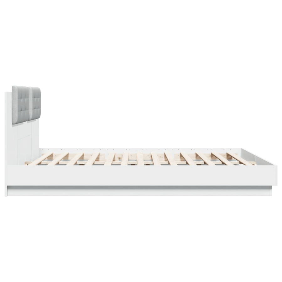 Bedframe Met Hoofdeinde En Led-Verlichting Wit 200X200 Cm