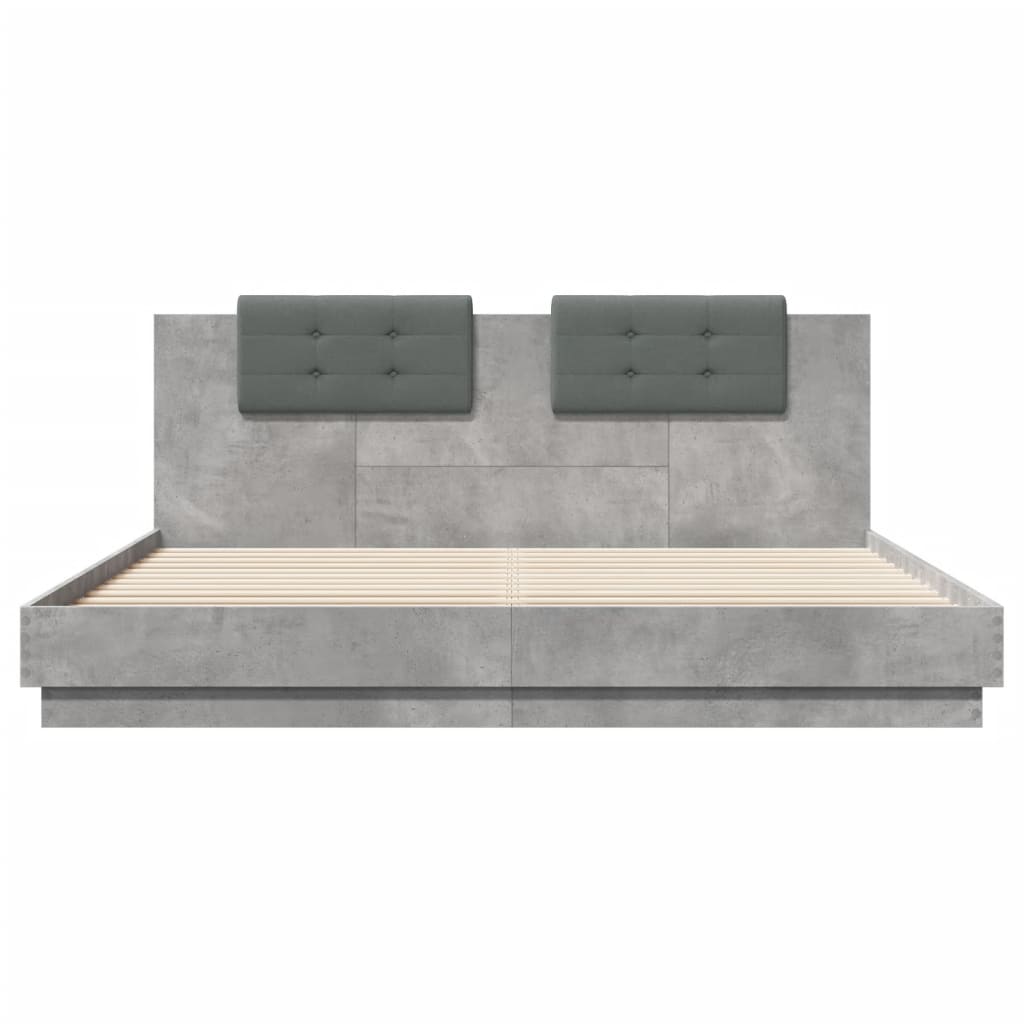 Bedframe Met Hoofdbord En Led-Verlichting 180 x 200 cm Betongrijs