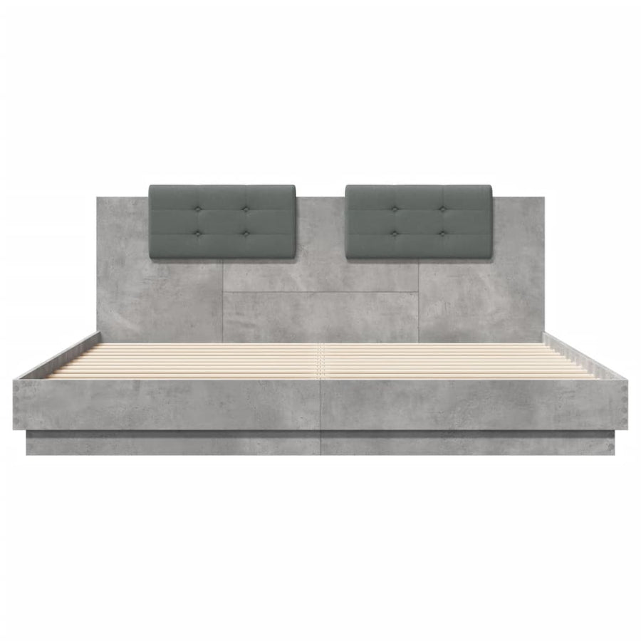 Bedframe Met Hoofdbord En Led-Verlichting 180 x 200 cm Betongrijs