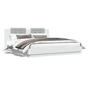 Bedframe 160x200 cm wit met hoofdbord en LED