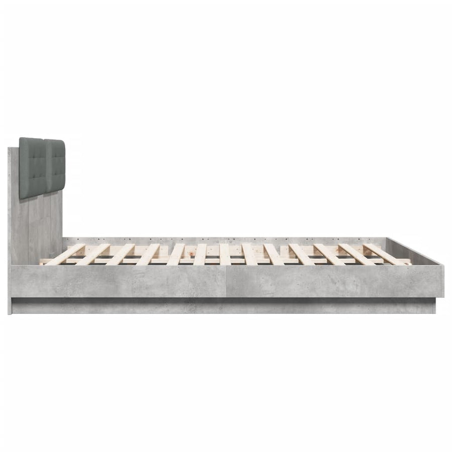 Bedframe Met Hoofdbord En Led-Verlichting 160 x 200 cm Betongrijs
