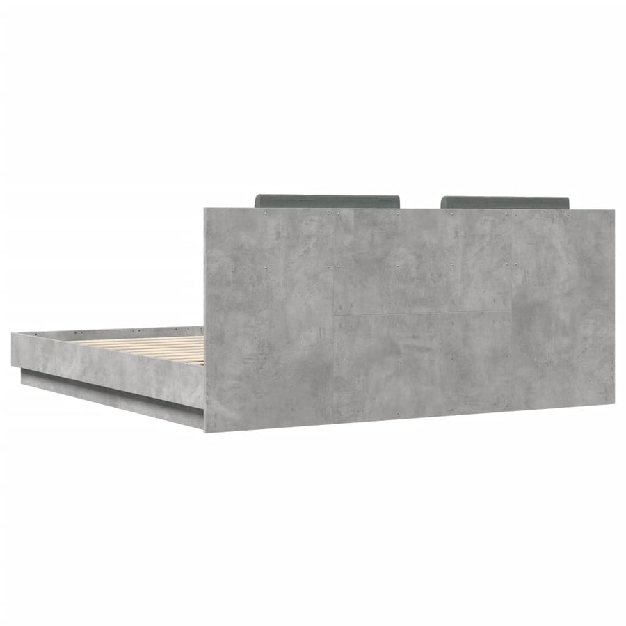 Bedframe Met Hoofdbord En Led-Verlichting 160 x 200 cm Betongrijs