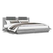 Bedframe 160x200 cm grijs sonoma eiken met LED hoofdbord