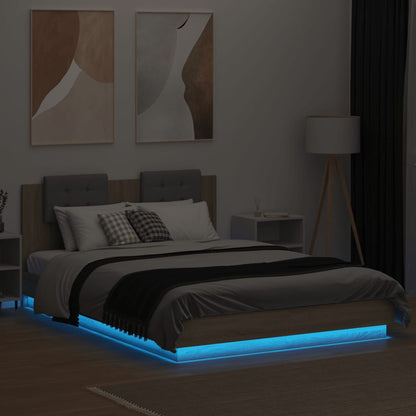 Bedframe Met Hoofdbord En Led Sonoma Eikenkleurig 140X200 Cm