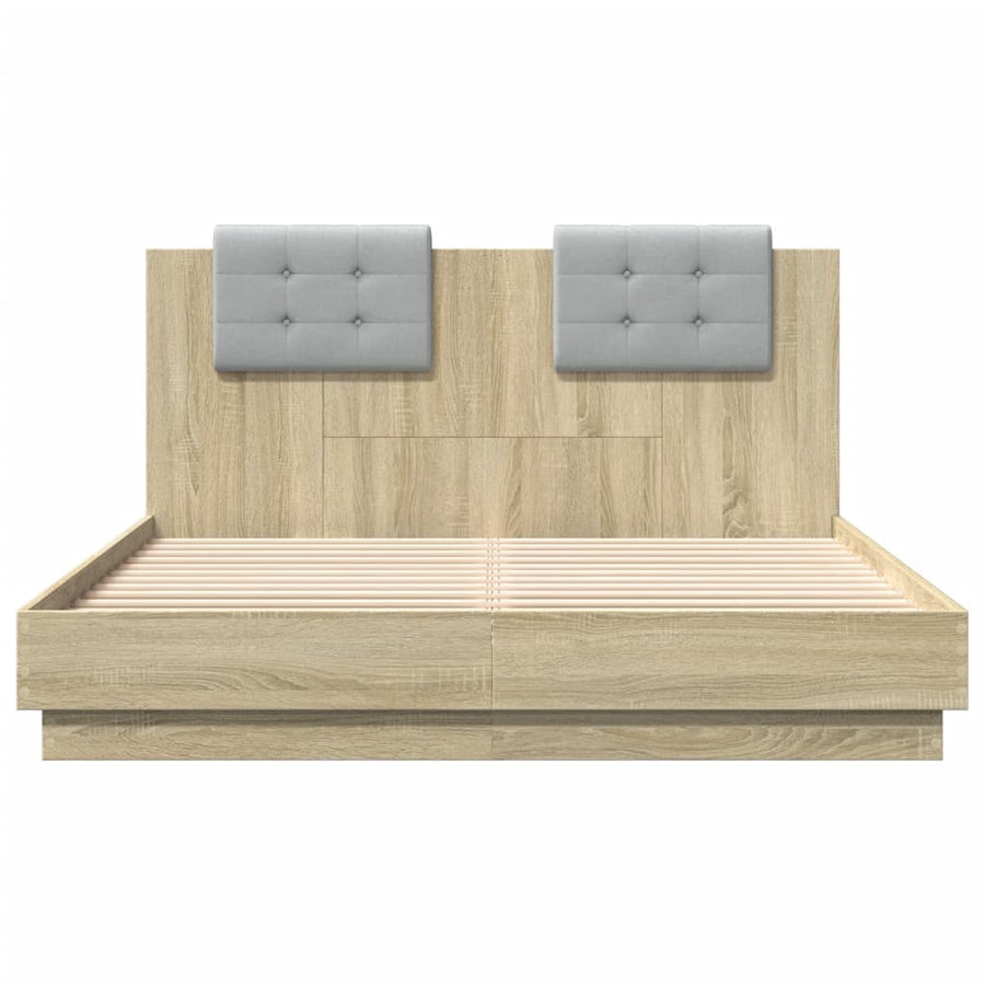 Bedframe Met Hoofdbord En Led Sonoma Eikenkleurig 140X200 Cm