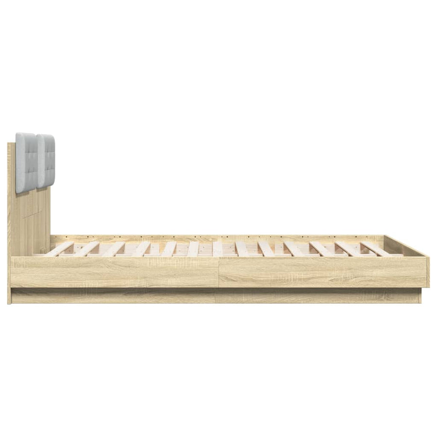 Bedframe Met Hoofdbord En Led Sonoma Eikenkleurig 140X200 Cm
