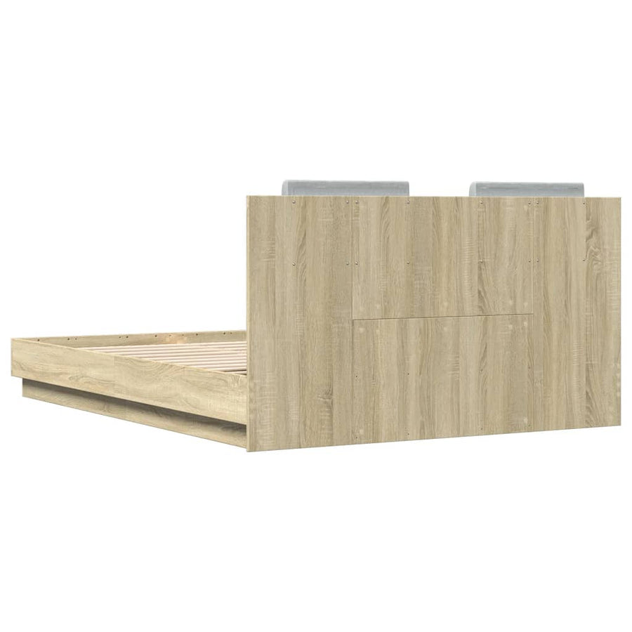 Bedframe Met Hoofdbord En Led Sonoma Eikenkleurig 140X200 Cm