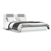 Bedframe 120x200 cm wit met LED hoofdeinde