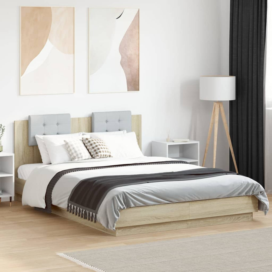 Bedframe Met Hoofdbord En Led Sonoma Eikenkleurig 120X200 Cm