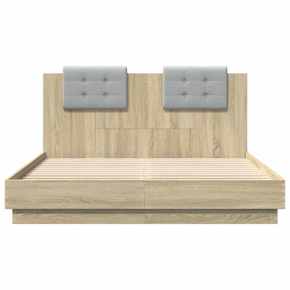 Bedframe Met Hoofdbord En Led Sonoma Eikenkleurig 120X200 Cm
