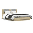 Bed frame with headboard and LED Sonoma oak color 120x200 cm
