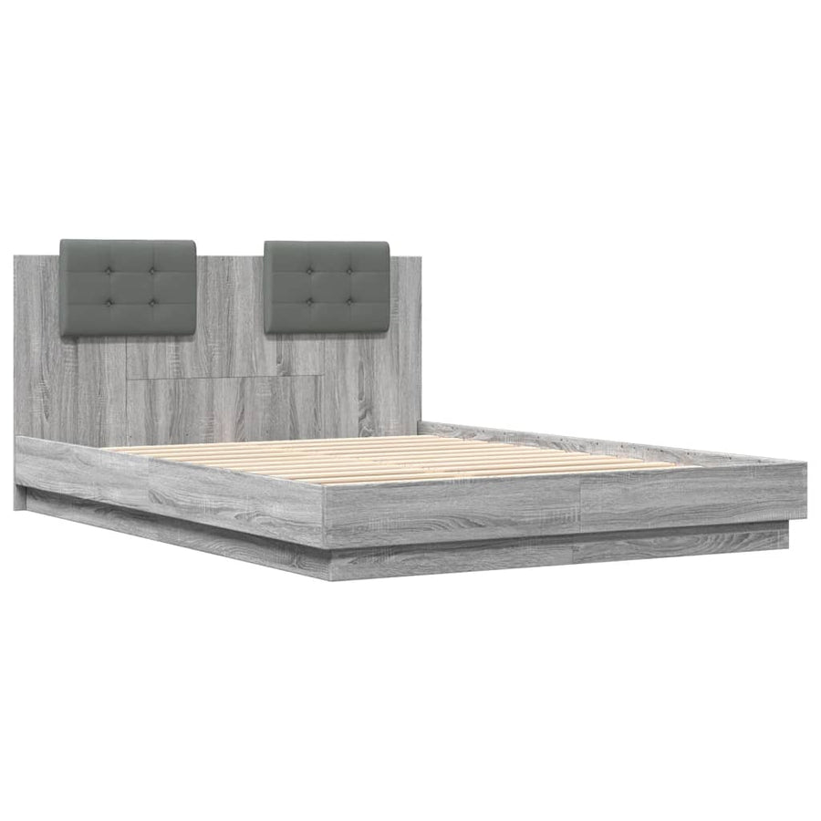 Bedframe Met Hoofdbord En Led Grijs Sonoma Eiken 120X200 Cm