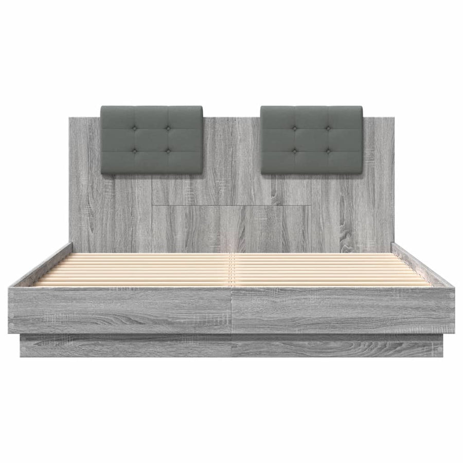 Bedframe Met Hoofdbord En Led Grijs Sonoma Eiken 120X200 Cm