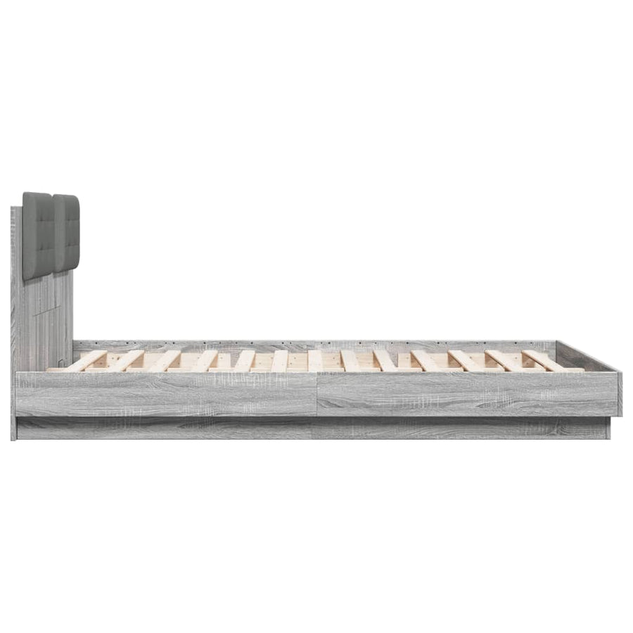 Bedframe Met Hoofdbord En Led Grijs Sonoma Eiken 120X200 Cm