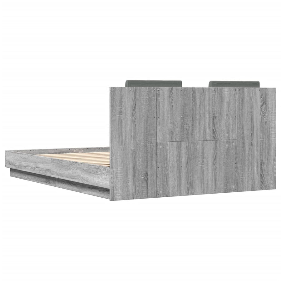 Bedframe Met Hoofdbord En Led Grijs Sonoma Eiken 120X200 Cm