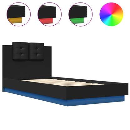 Bedframe Met Hoofdbord En Led-Verlichting Zwart 100X200 Cm