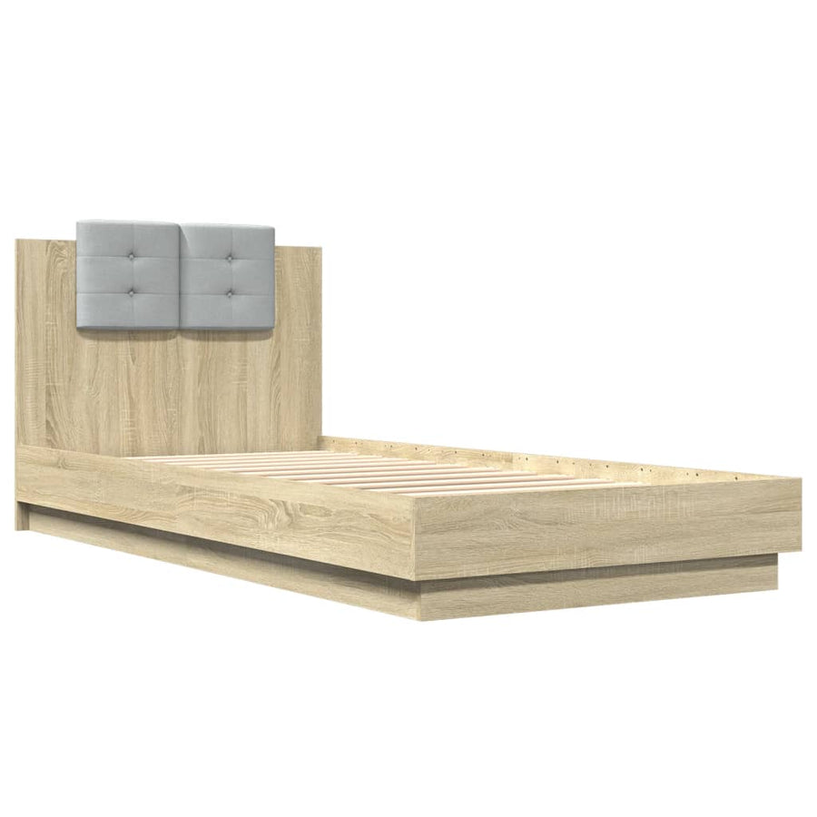 Bedframe Met Hoofdbord En Led Sonoma Eikenkleurig 100X200 Cm