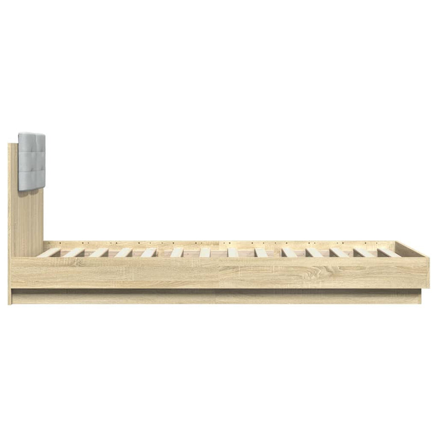 Bedframe Met Hoofdbord En Led Sonoma Eikenkleurig 100X200 Cm