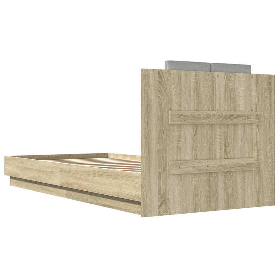 Bedframe Met Hoofdbord En Led Sonoma Eikenkleurig 100X200 Cm