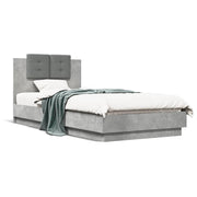Bedframe 100x200 cm betongrijs met LED hoofdbord