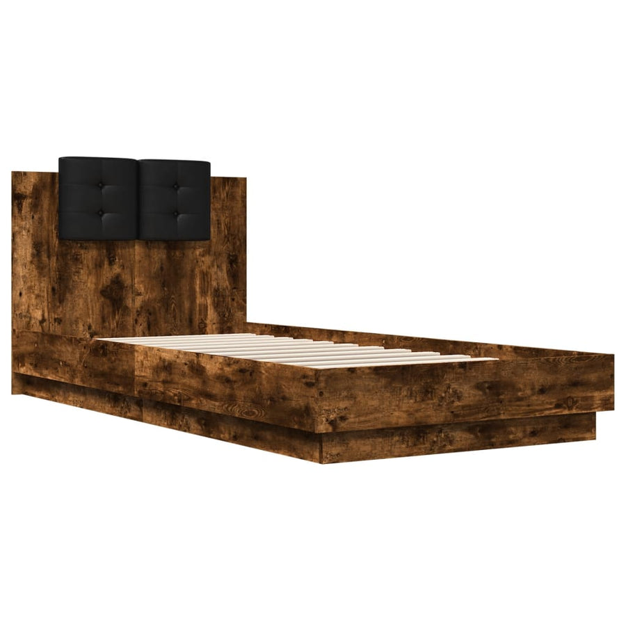 Bedframe Met Hoofdbord En Led Gerookt Eikenkleur 100X200 Cm