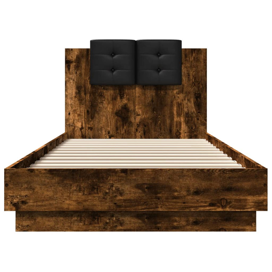 Bedframe Met Hoofdbord En Led Gerookt Eikenkleur 100X200 Cm