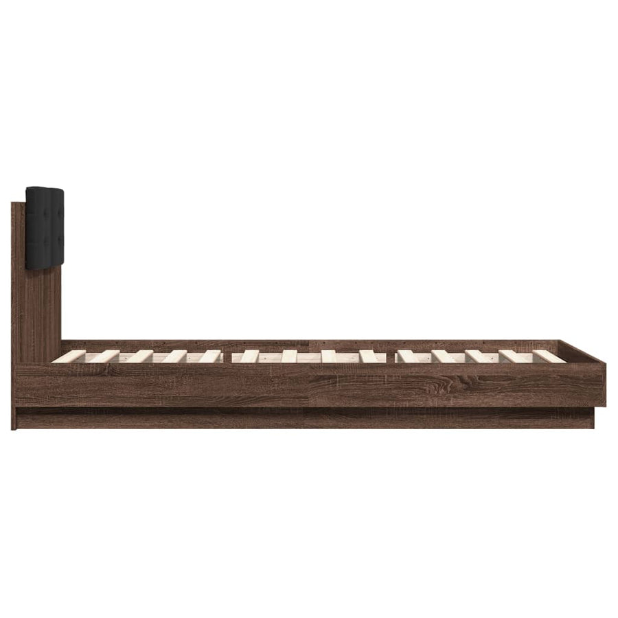 Bedframe Met Hoofdbord En Led Bruineikenkleurig 100X200 Cm