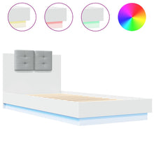 Bedframe Met Hoofdbord En Led-Verlichting Wit 90X200 Cm