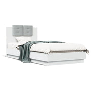 Bedframe 90x200 cm wit met hoofdbord en LED