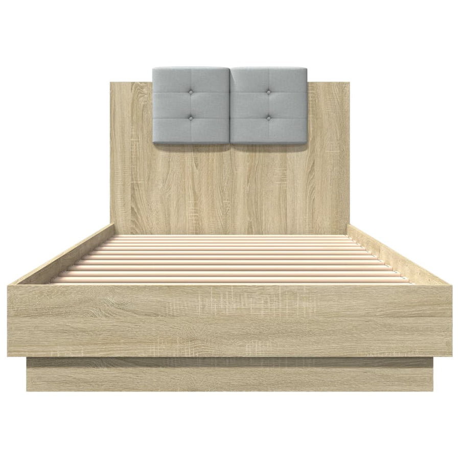 Bedframe Met Hoofdbord En Led Sonoma Eikenkleurig 90X200 Cm