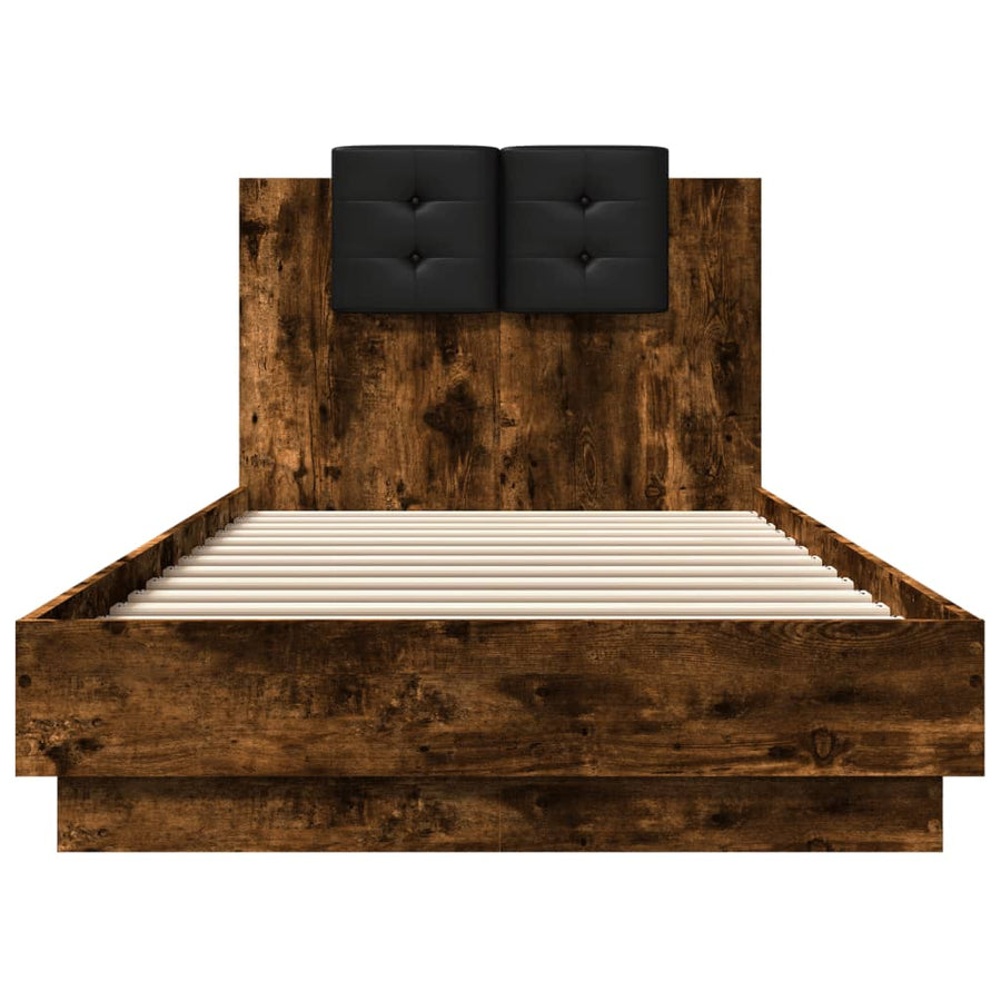Bedframe Met Hoofdbord En Led Gerookt Eikenkleurig 90X200 Cm