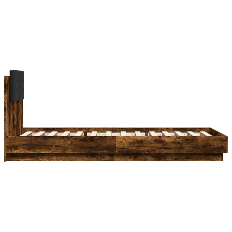 Bedframe Met Hoofdbord En Led Gerookt Eikenkleurig 90X200 Cm