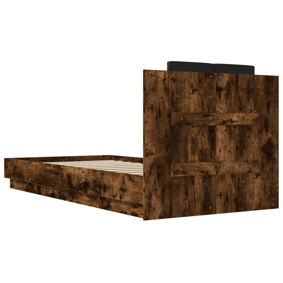 Bedframe Met Hoofdbord En Led Gerookt Eikenkleurig 90X200 Cm