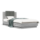 Bed frame with headboard and LED grey Sonoma oak colour 90x200 cm