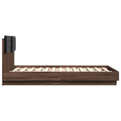 Bedframe Met Hoofdeinde En Led Bruineikenkleurig 135X190 Cm