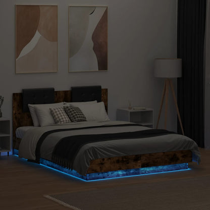 Bedframe Met Hoofdbord En Led Gerookt Eikenkleur 120X190 Cm