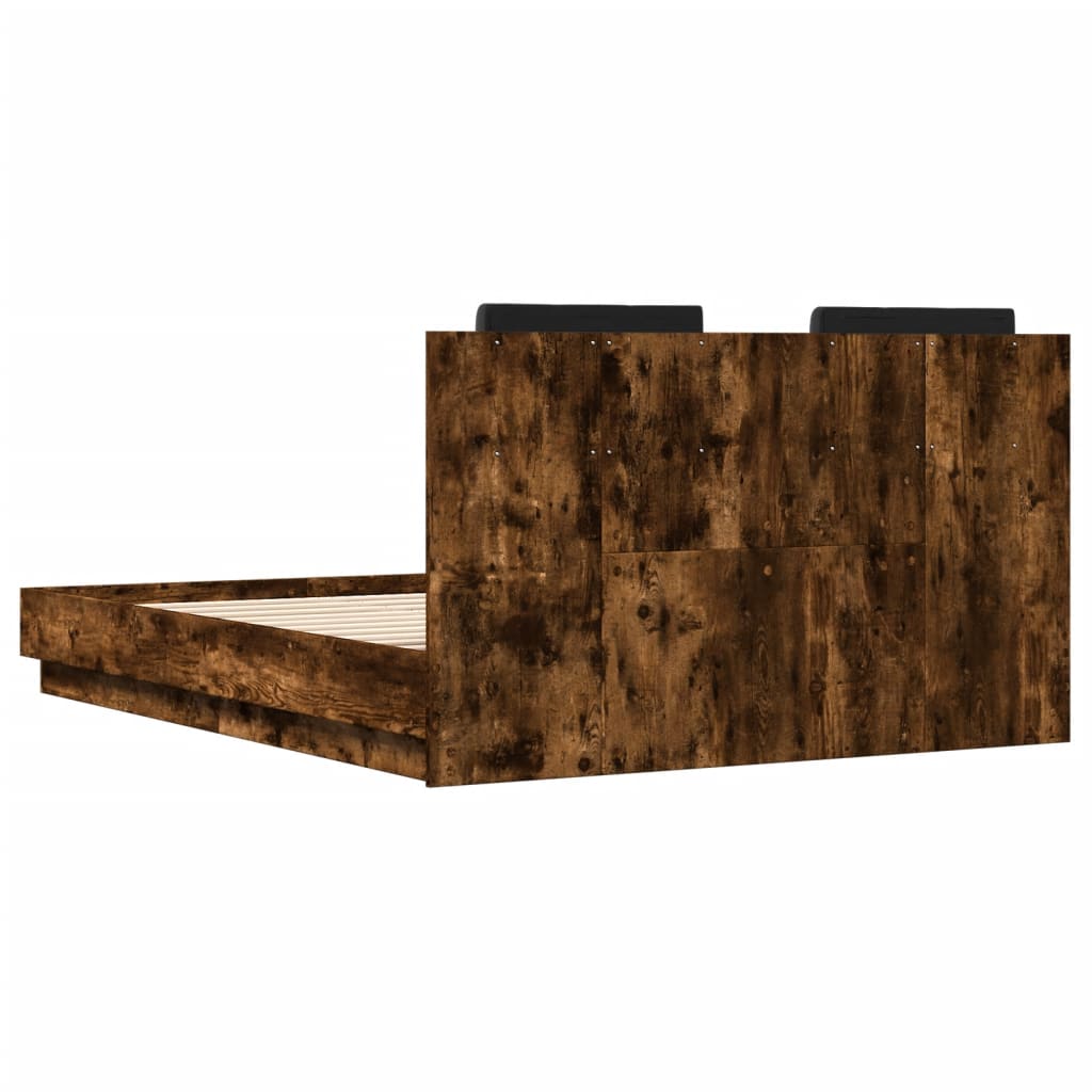 Bedframe Met Hoofdbord En Led Gerookt Eikenkleur 120X190 Cm