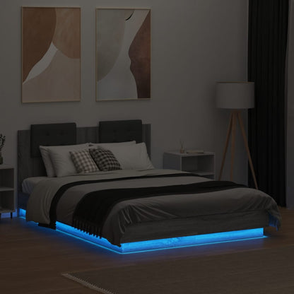 Bedframe Met Hoofdbord En Led Grijs Sonoma Eikenkleur 120X190Cm