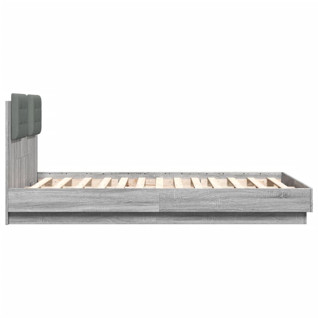 Bedframe Met Hoofdbord En Led Grijs Sonoma Eikenkleur 120X190Cm