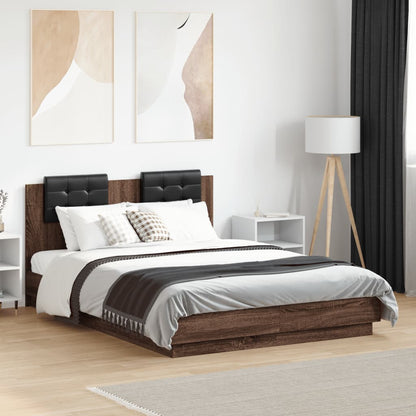 Bedframe Met Hoofdbord En Led Bruineikenkleurig 120X190 Cm