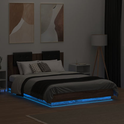 Bedframe Met Hoofdbord En Led Bruineikenkleurig 120X190 Cm