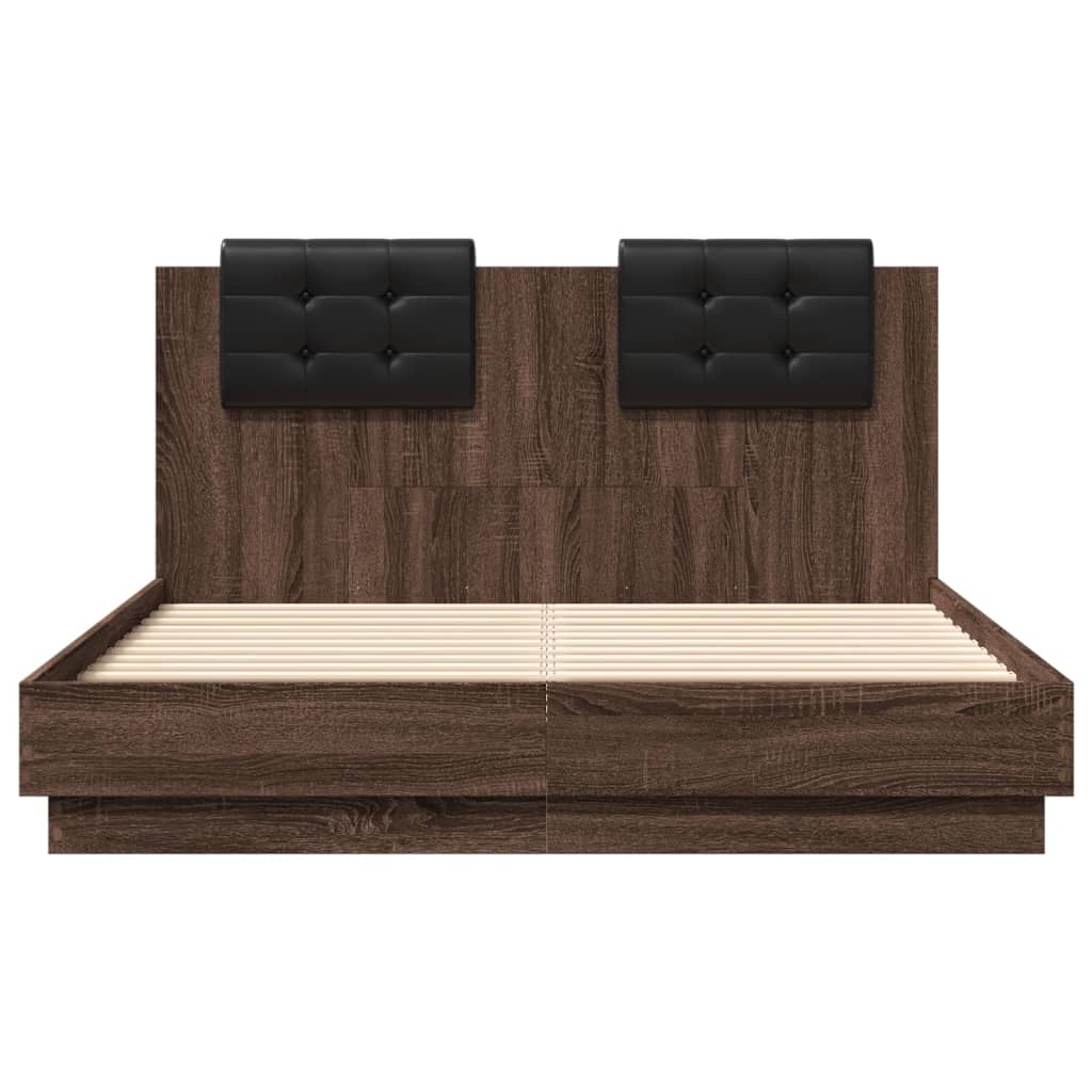 Bedframe Met Hoofdbord En Led Bruineikenkleurig 120X190 Cm