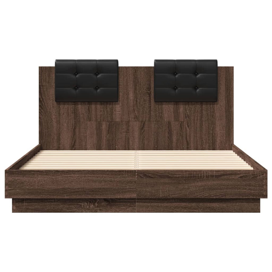 Bedframe Met Hoofdbord En Led Bruineikenkleurig 120X190 Cm