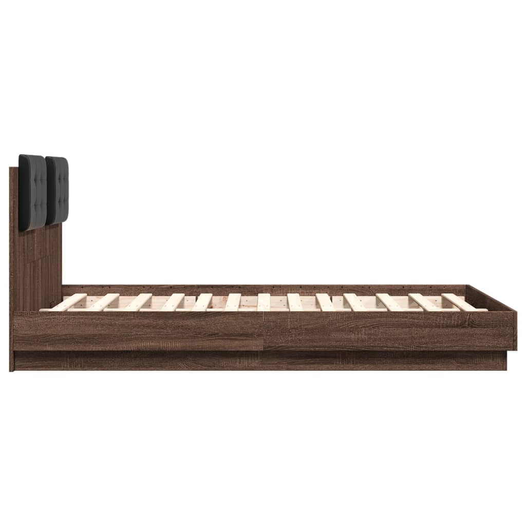 Bedframe Met Hoofdbord En Led Bruineikenkleurig 120X190 Cm