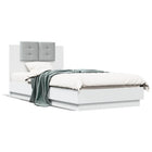 Bed frame with headboard and LED light white 90x190 cm