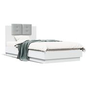 Bedframe 90x190 cm wit met LED hoofdbord