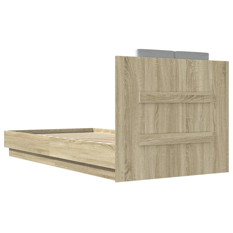 Bedframe Met Hoofdbord En Led Sonoma Eikenkleurig 90X190 Cm