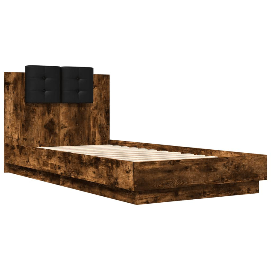 Bedframe Met Hoofdbord En Led Gerookt Eikenkleurig 90X190 Cm